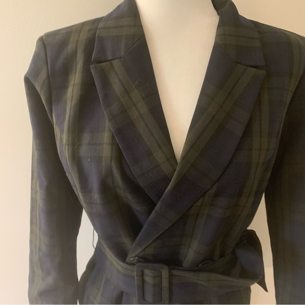 Mango Casual Belted Plaid Check Trench Coat - Picture 12 of 16